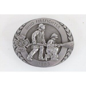 Vintage 90s Limited Edition Numbered 1993 Ohio Firefighter Belt Buckle Pewter